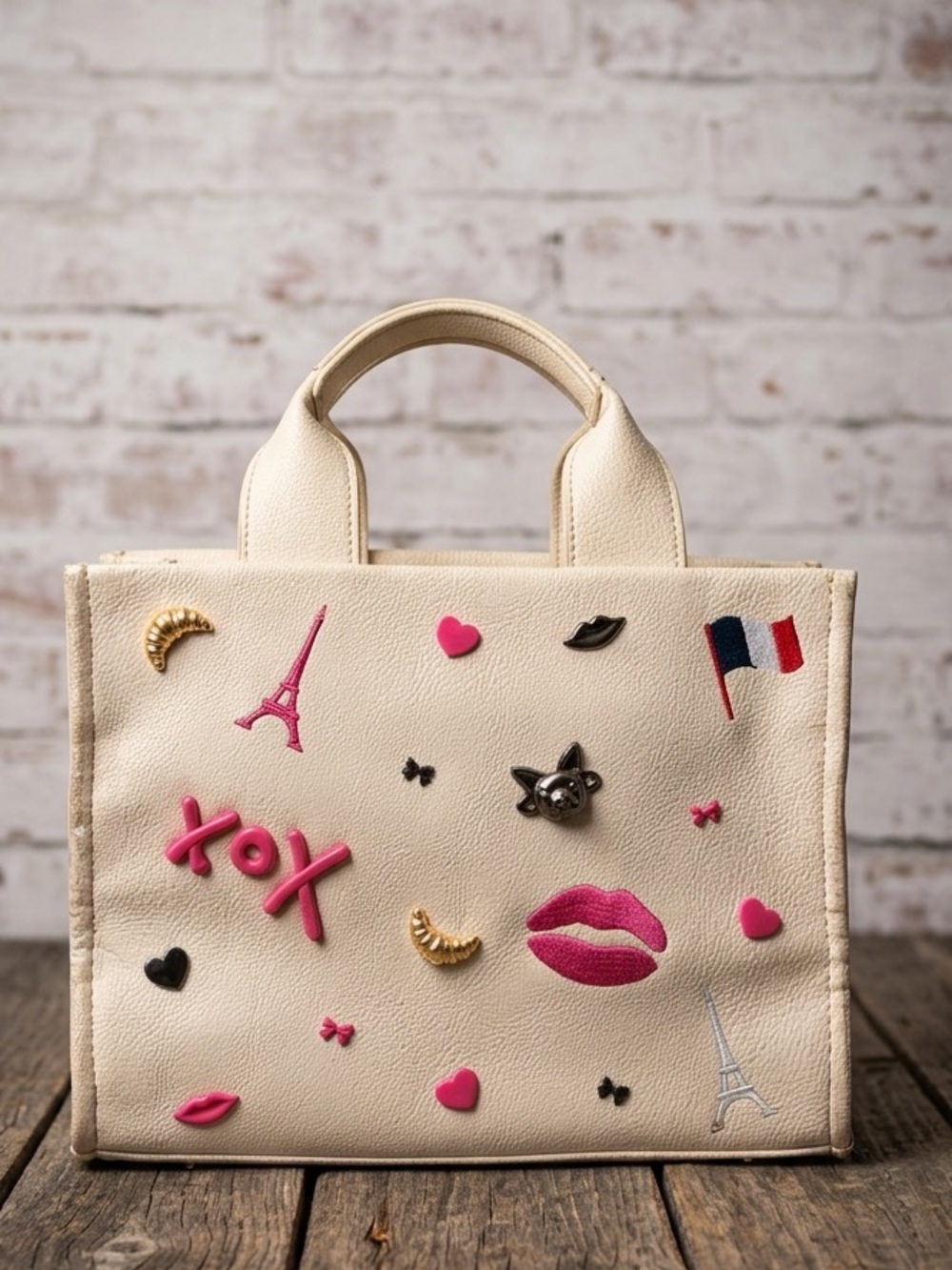 Betsey Johnson Nora Cream Mini Tote With Parisian Motif